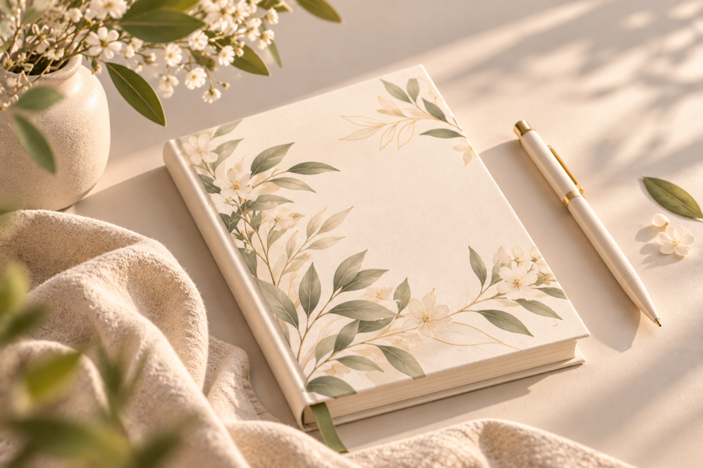 carnet botanique sous lumière douce