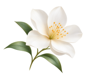 fleur blanche aux étamines dorées
